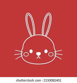 Happy Chinese new year greeting card 2023 with cute rabbit pattern. Animal holidays cartoon character. Rabbit icon vector.