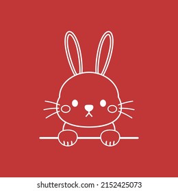 Happy Chinese new year greeting card 2023 with cute rabbit pattern. Animal holidays cartoon character. Rabbit icon vector.