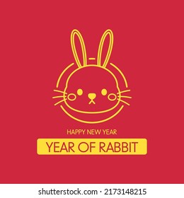 Happy Chinese new year greeting card 2023 with cute rabbit. Animal holidays cartoon character. Rabbit icon vector.