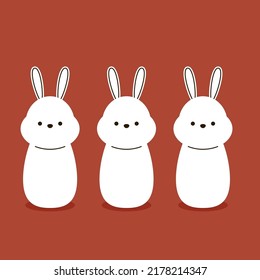 Happy Chinese new year greeting card 2023 with cute rabbit. Animal holidays cartoon character. Rabbit icon vector.