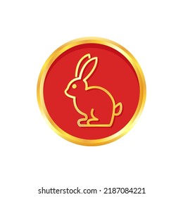 Happy Chinese new year greeting card 2023 with cute rabbit. Animal holidays cartoon character. Rabbit icon vector.