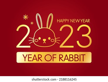 Happy Chinese new year greeting card 2023 with cute rabbit. Animal holidays cartoon character. Rabbit icon vector.