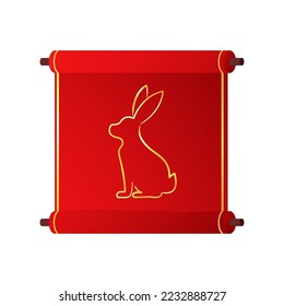 Happy Chinese new year greeting card 2023 with cute rabbit. Animal holidays cartoon character. Rabbit icon vector.