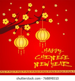 Happy Chinese New Year greeting celebration illustration vector