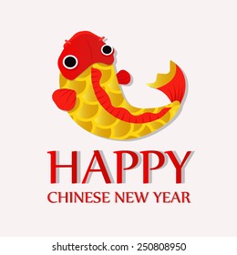Happy Chinese New Year Greetings card,Gold fish,Vector illustration