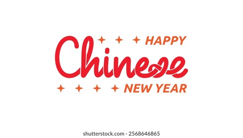 Happy Chinese New Year handwritten text calligraphy vector design. Great for festive decorations, greeting cards, and cultural celebrations.