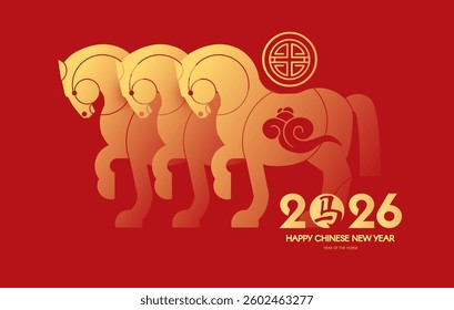 Happy Chinese New Year, year of the horse! Lunar new year card template. Chinese text means "horse".