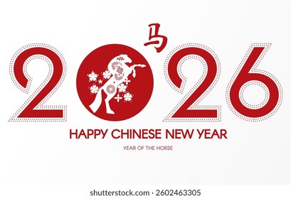 Happy Chinese New Year, year of the horse! Lunar new year card template. Chinese text means "horse".