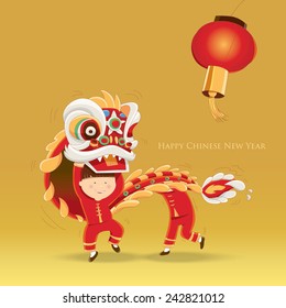 Happy Chinese New Year- Kids Playing Lion Dance