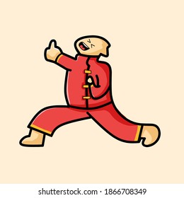 Happy Chinese New Year kung fu characters, vector art illustration