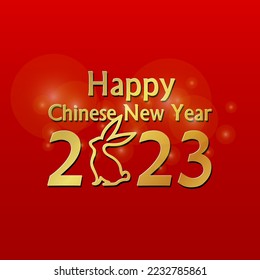 happy chinese new year logo with rabbit symbol and red background