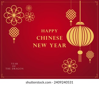 Happy Chinese New Year Chinese on red background postcard, banner, poster, Chinese, elements and ornaments. Vector, illustration