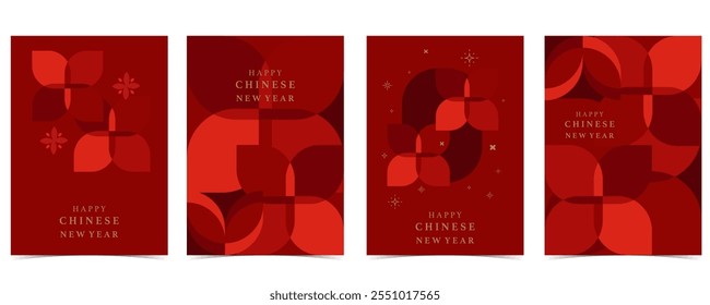 Happy Chinese New Year on red background with snake,lantern.Translate: Happy new year