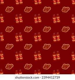 happy Chinese New Year Pattern. Cute Dragon Background. Vector. Happy Lunar Year. greeting card. Year of Dragon