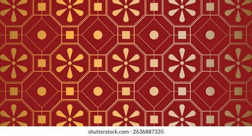 Happy Chinese new year pattern seamless vector. Wallpaper with chinese fireworks pattern on red background. Modern luxury oriental illustration for cover, banner, website, decor.