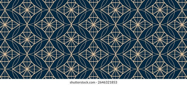 Vetor de padrão de ano novo chinês feliz. Papel de parede com padrão de fetiche chinês no fundo azul-marinho. Ilustração oriental de luxo moderno para capa, banner, site, decoração, embalagem.
