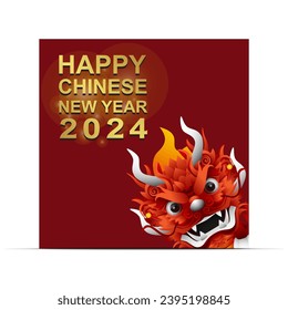 happy chinese new year with a picture of a peeking dragon
