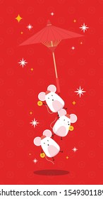 Happy Chinese new year poster. Year of the rat wallpaper. happy new Chinese poster. rat character design.