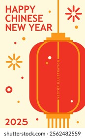 Happy Chinese New Year poster with lantern. Chinese New Year 2025 flyer, poster, banner.