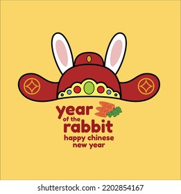 happy chinese new year, year of the rabbit vector design illustration line art