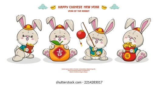 Happy Chinese New Year. Year Of The Rabbit Character. Translation :  Good Luck - Fortune