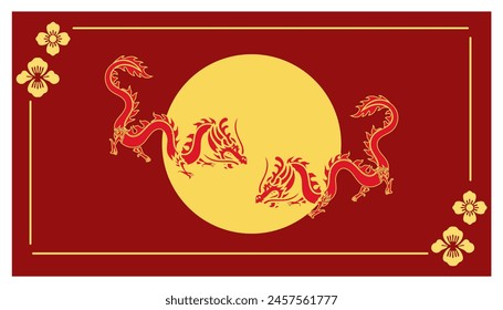 Happy Chinese new year rabbit design Japanese, Korean, Vietnamese lunar new year. Vector illustration and banner concept for cover, card, poster, banner. Chinese zodiac Dragon symbol.
