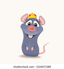 Happy Chinese New Year, the year of the rat, blue little rat