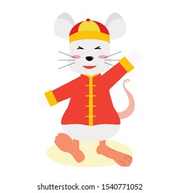 Happy Chinese New Year with happy Rat tradional chinese costume