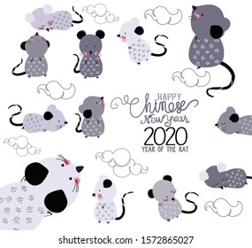 Happy chinese new year. Year of the Rat. Chinese characters mean Happy New Year