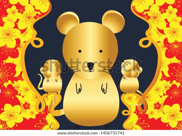 Happy Chinese New Year Rat 2020 Stock Vector (Royalty Free) 1406735741