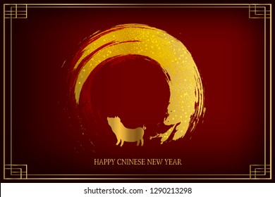 Happy Chinese New year. Red- gold background design for card, flyers, invitation, posters, brochure, banners. golden bokeh. Traditional asian ornamental festive decorations isolated realistic design. 