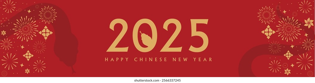 Happy Chinese New Year Snake, symbol with gold Graphics elements Banner