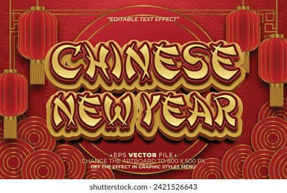 Happy Chinese New Year text effect editable vector