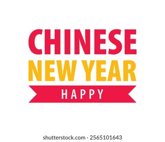 Happy chinese new year text design vector. Banner, decoration, illustration, asian, happy, 2025, card. Can use for infographic, banner, poster, web design. Isolated on white background. 