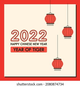 Happy Chinese new year. Year of Tiger. Chinese new year poster.