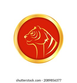 Happy Chinese new year. Year of Tiger. Chinese new year 2022 poster. Tiger head logo.