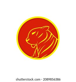 Happy Chinese new year. Year of Tiger. Chinese new year 2022 poster. Tiger head logo.