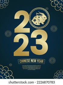 Happy chinese new year vector illustration. Year of rabbit 2023 used for greeting card, calendar, background and template.