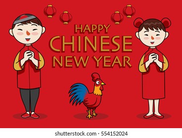 happy chinese new year. vector illustration cartoon style