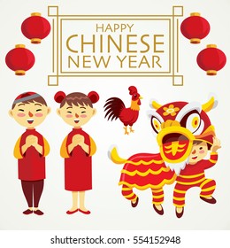 happy chinese new year. vector illustration cartoon style