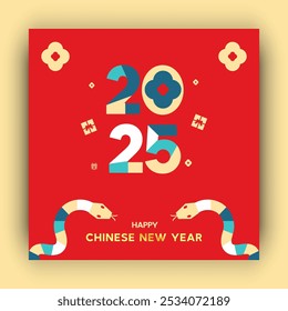 Happy chinese new year wishes card design for social media post.