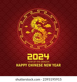 Frohes chinesisches Neujahr (xin nian kuai le) Jahr des Drachen 2024. Chinesischer Neujahrsvektor.