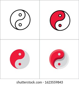 Happy Chinese New Year. Yin Yang symbol chinese Illustration with different design style. Element for Chinese New Year's design.