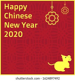Happy chinese new year.Happy new year 2020.Greeting card.Chinese concept