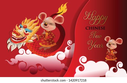 Happy Chinese new year,Year of the rat-vector