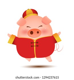 Happy Chinese pig. Chinese New Year. The year of the pig. 