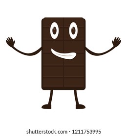 Happy chocolate bar cartoon character. Vector illustration design