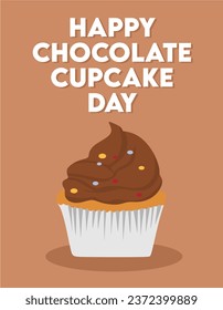 Happy Chocolate Cupcake Day Vector illustration