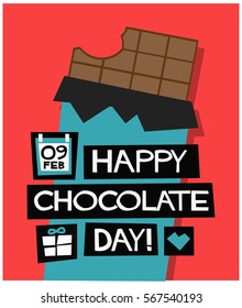 Happy Chocolate Day 9 February (Flat Style Vector Illustration Love Valentine Week Poster Design)