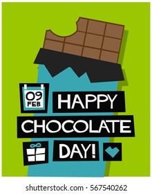 Happy Chocolate Day 9 February (Flat Style Vector Illustration Love Valentine Week Poster Design)
